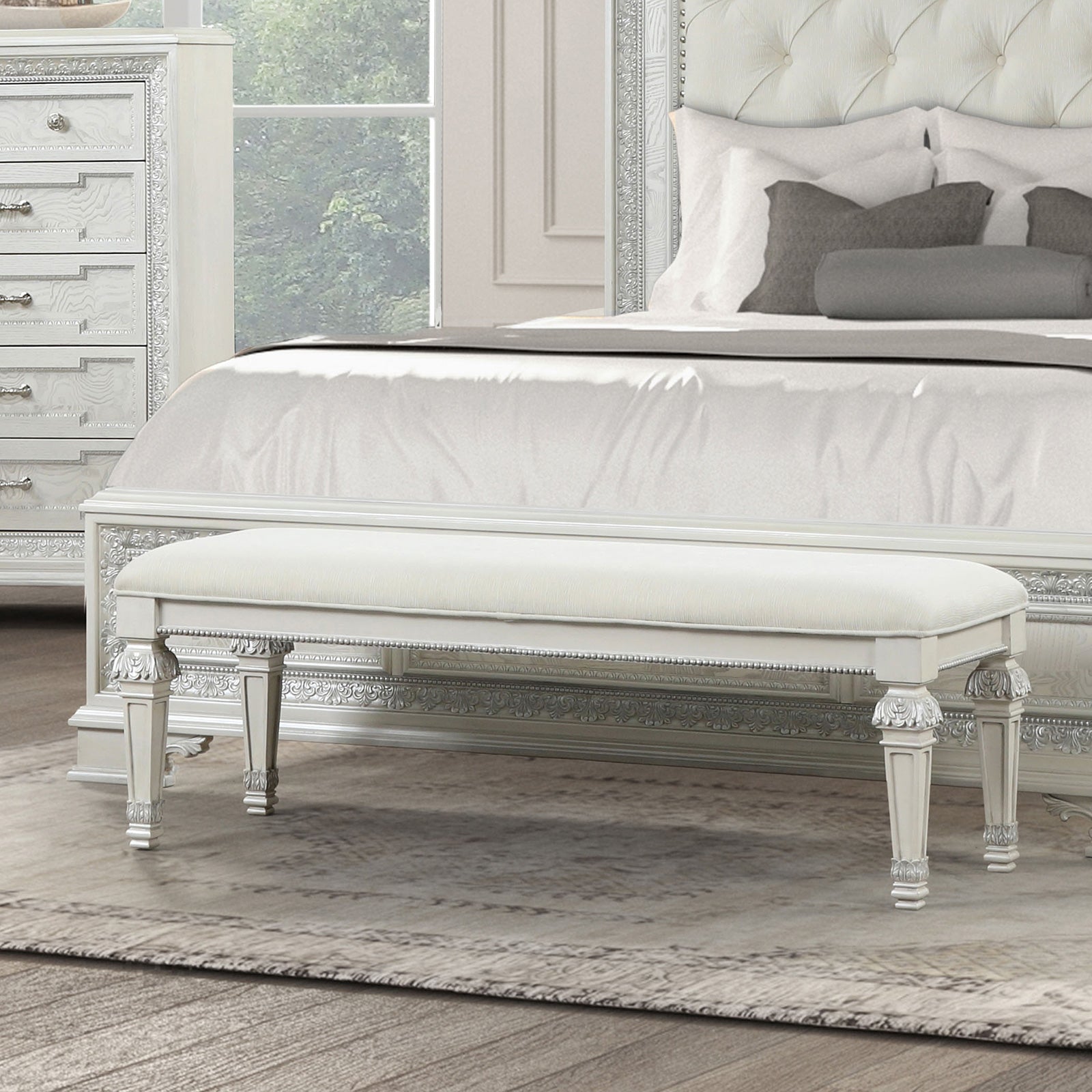 Stella Mia Creamy White Bedroom Bench