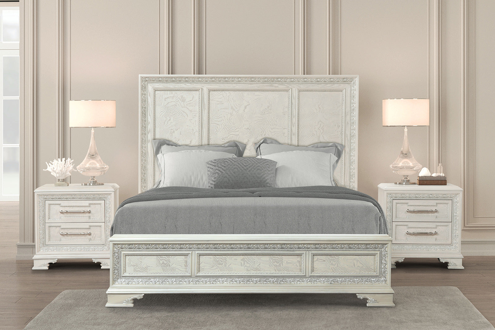 Stella Mia Creamy White Eastern King Bed