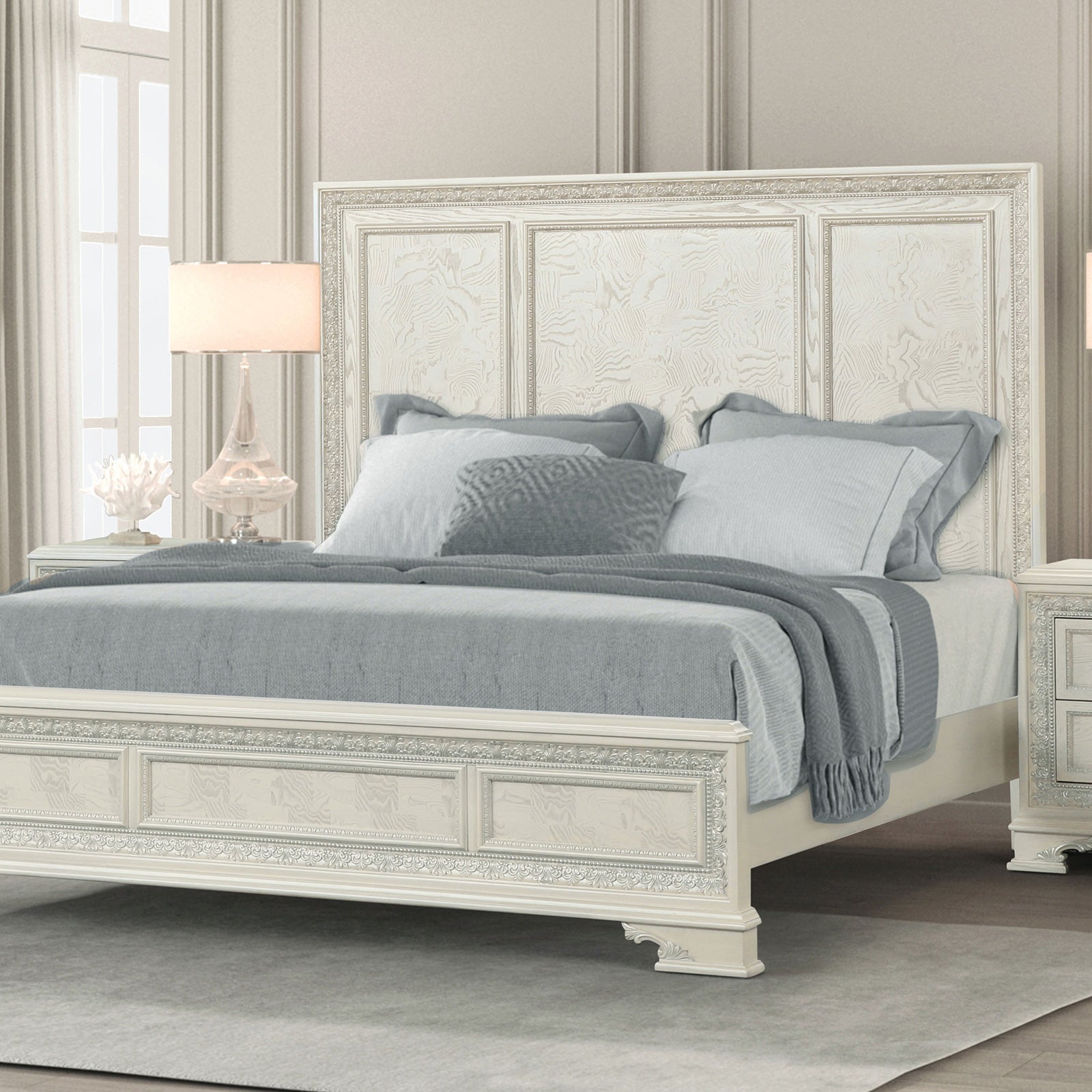 Stella Mia Creamy White Queen 5 Piece Bedroom Set w/2 Nightstands