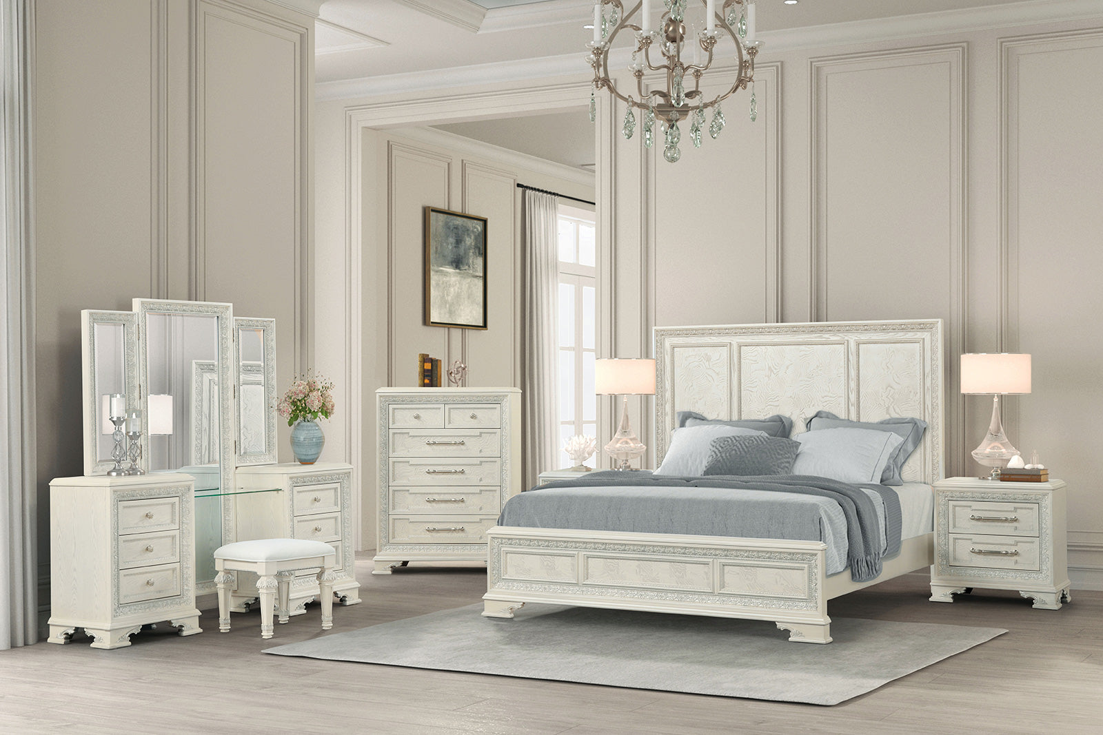 Stella Mia Creamy White Queen Bed