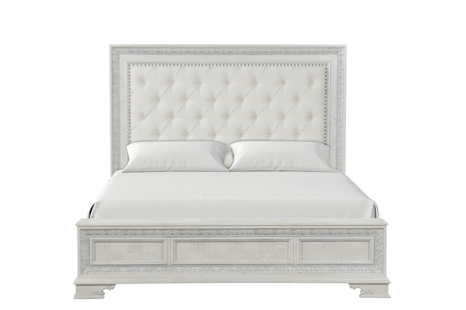 Stella Mia Creamy White Queen Full 5 Piece Bedroom Set w/2 Nightstands