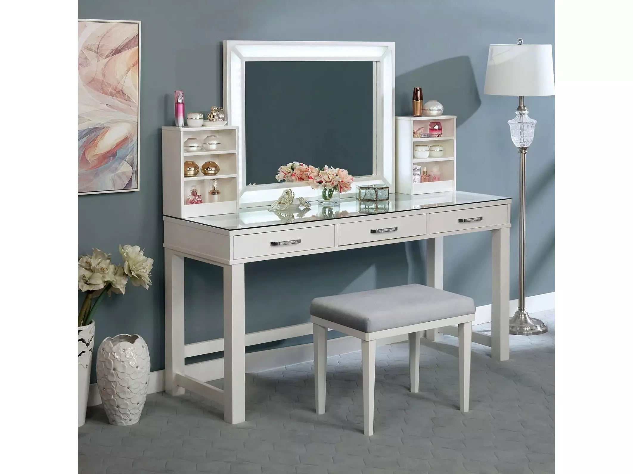 Stephanie White Vanity Set / 3pc
