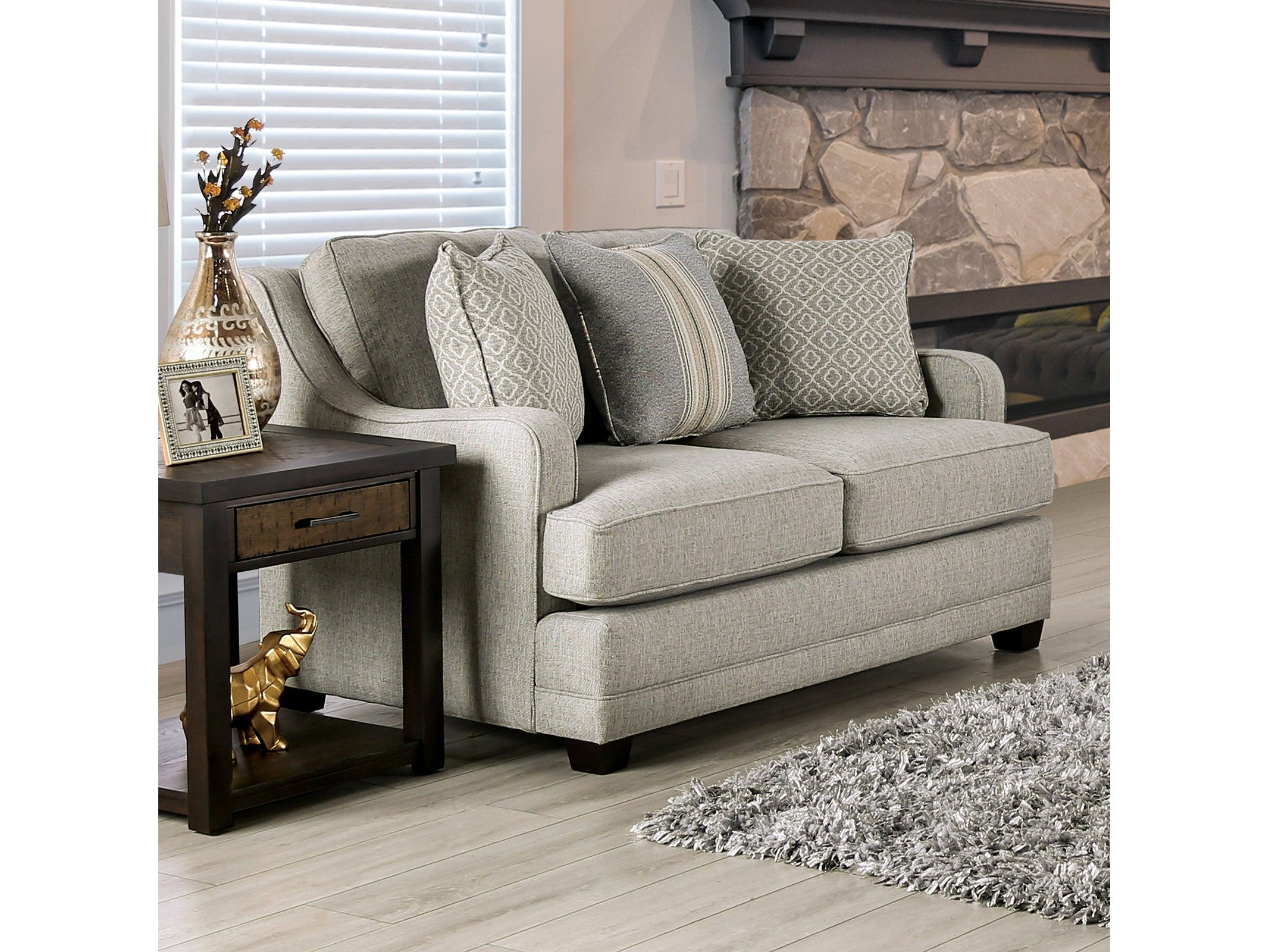 Stephney Gray/Gold Loveseat