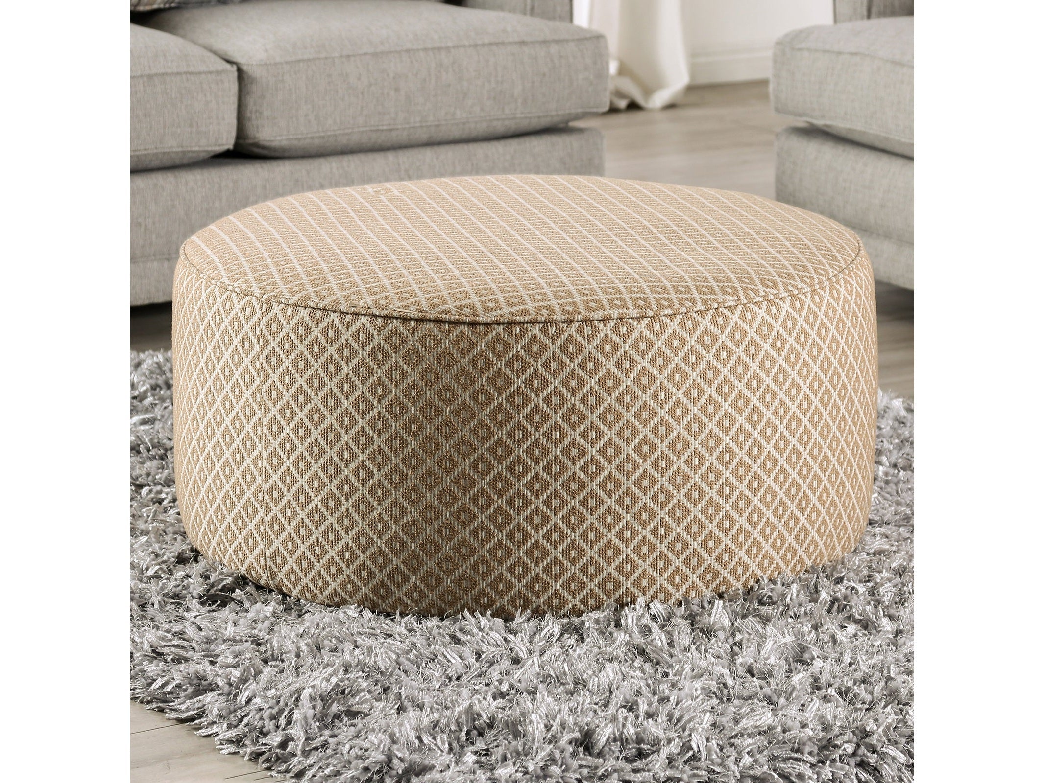 Stephney Gray/Gold Ottoman