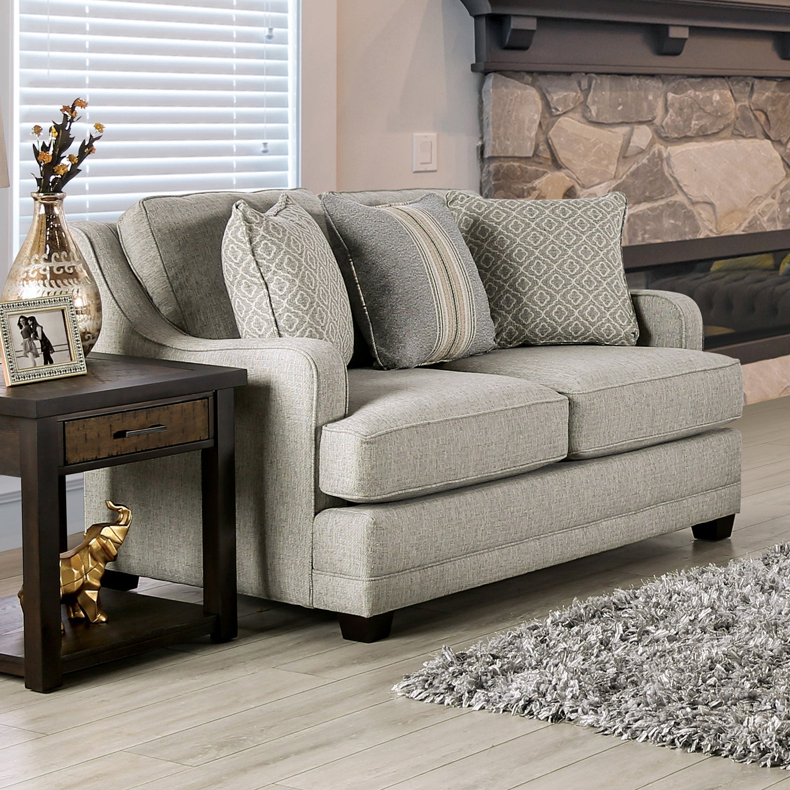 Stephney Gray/Gold Sofa & Loveseat