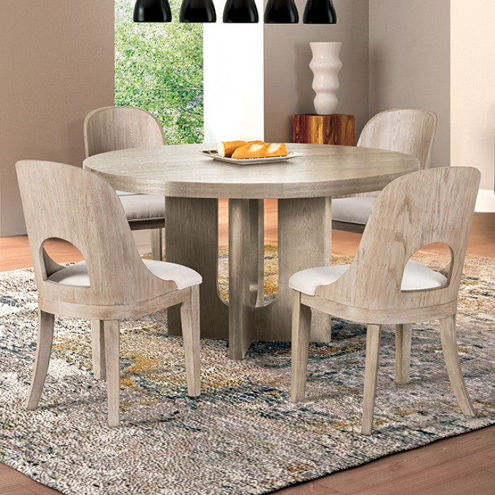 Sterling West White Oak Round Dining Table