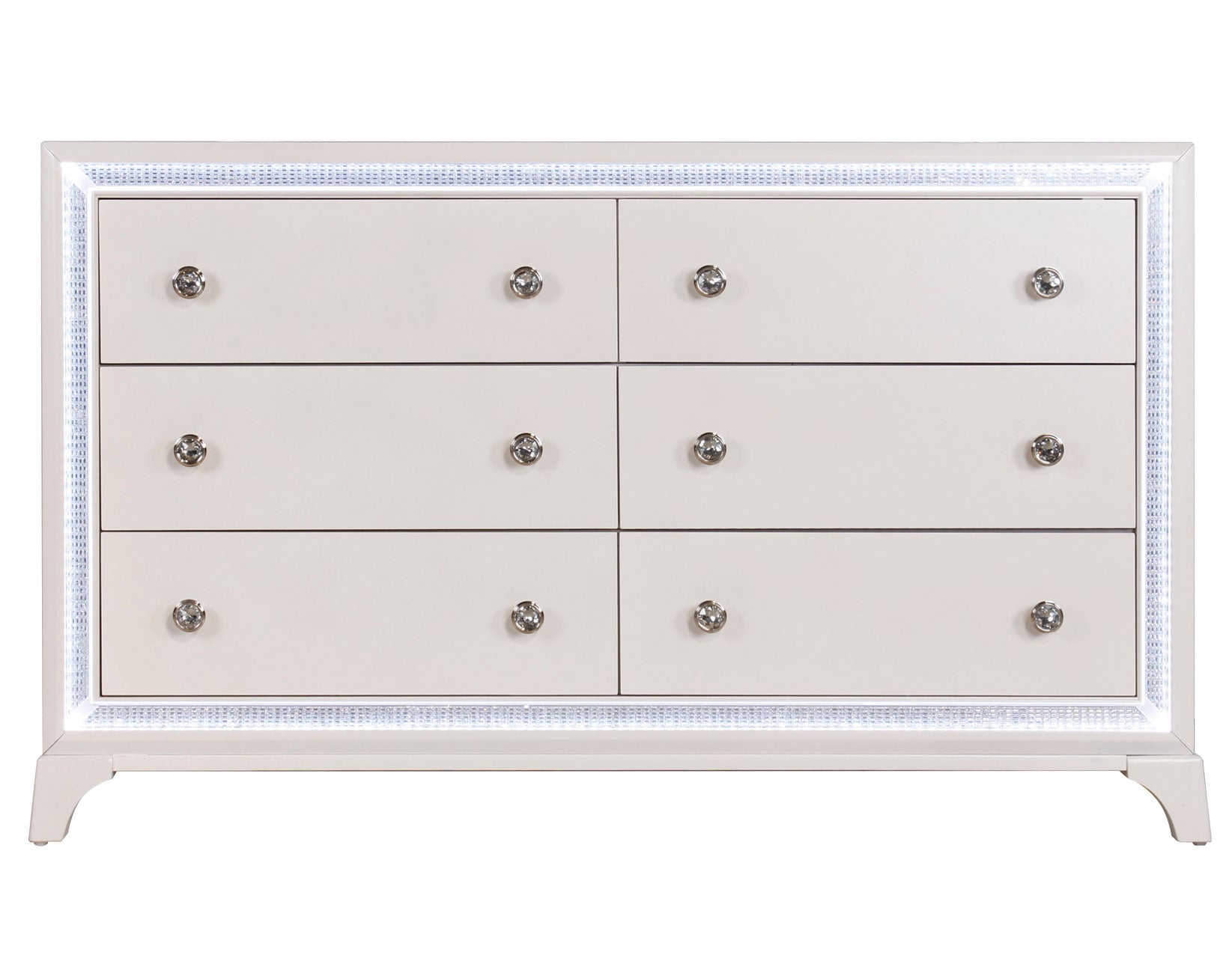 Cassie Illuminating Glam 58″ Dresser, Shimmering Pearl Finish