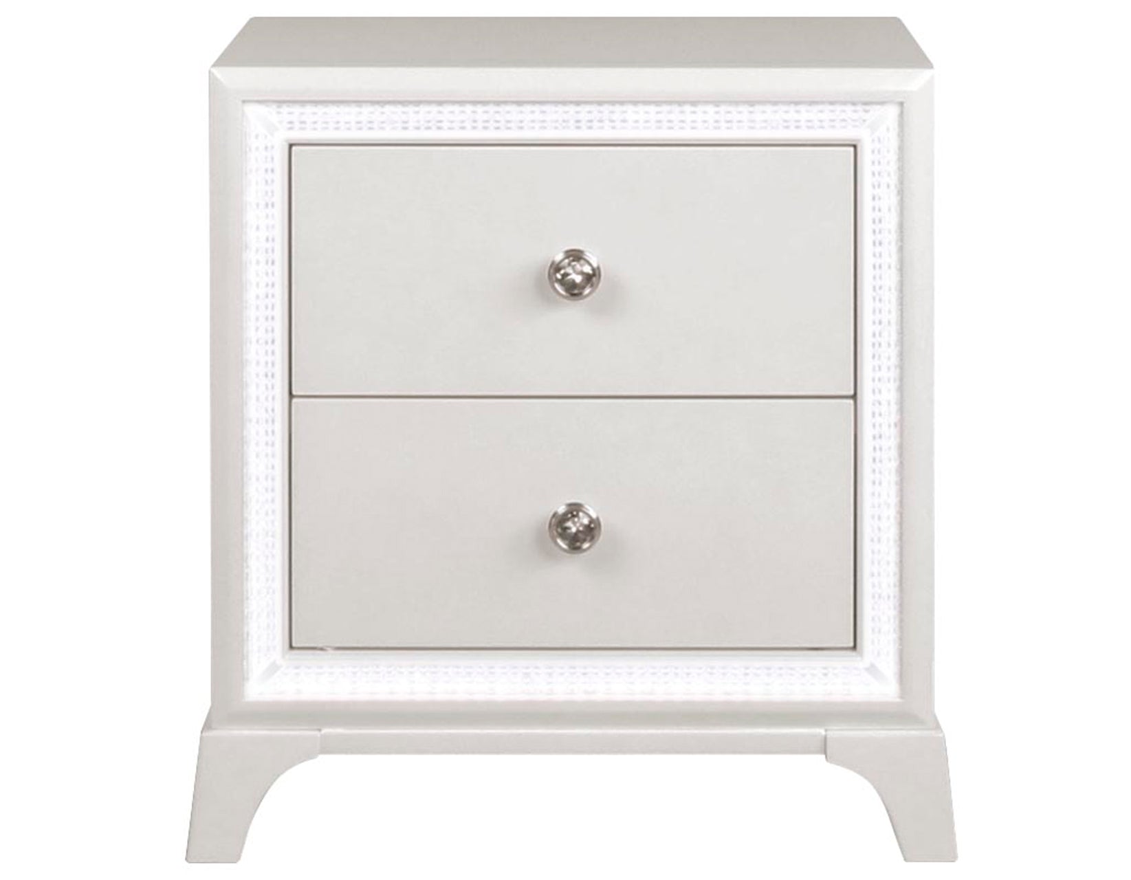 Cassie Illuminating Glam Nightstand, Shimmering Pearl Finish