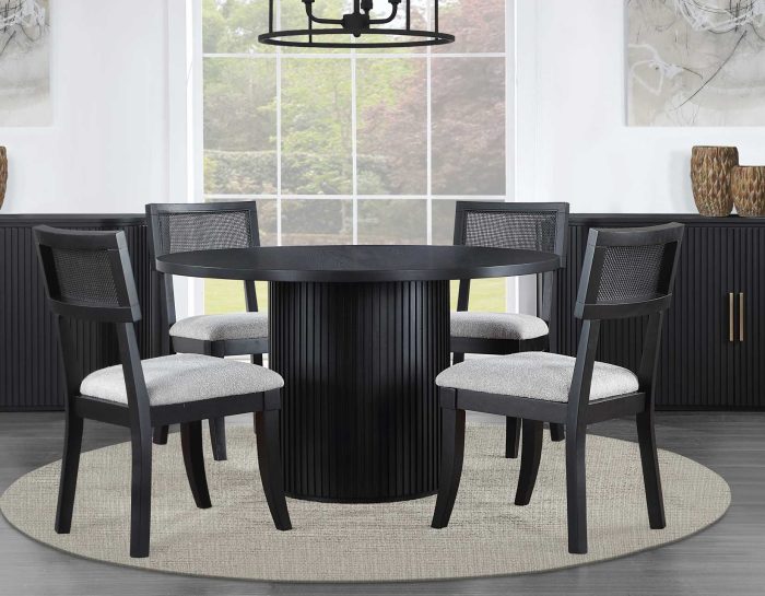 Colvin 6-Piece 52-inch Round Black Dining Set