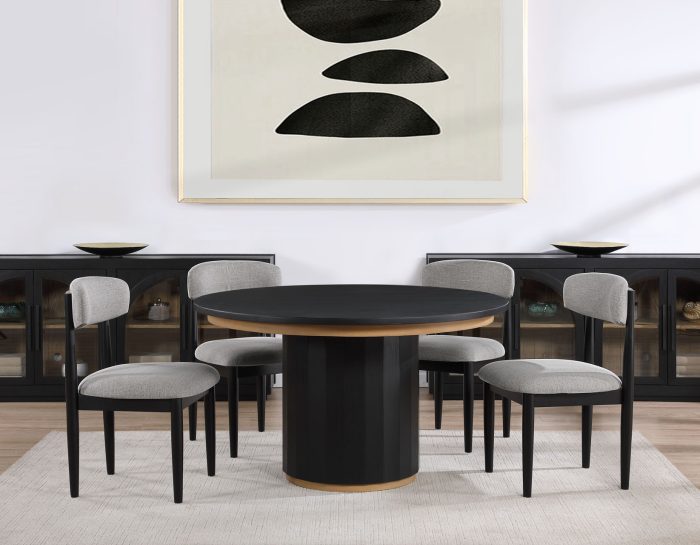 Magnolia 52-inch Round 5-Piece Dining Set, Black