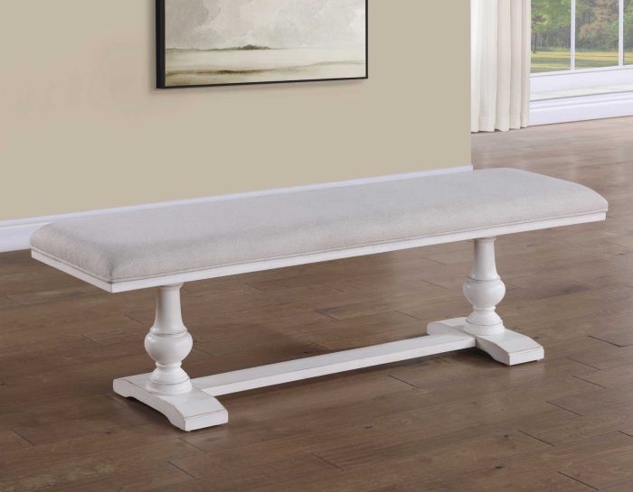 Warren White Upholstered Bench