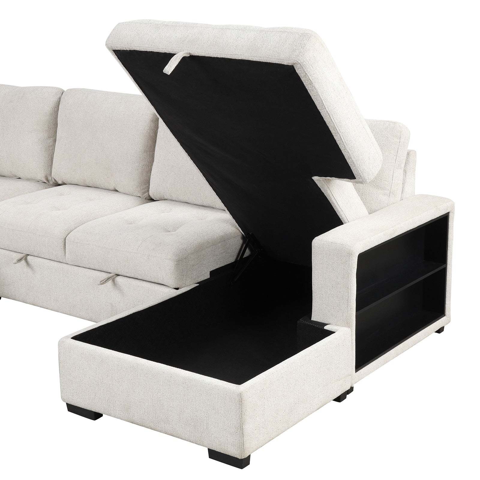 Stockwell Beige Sleeper Sectional Sofa