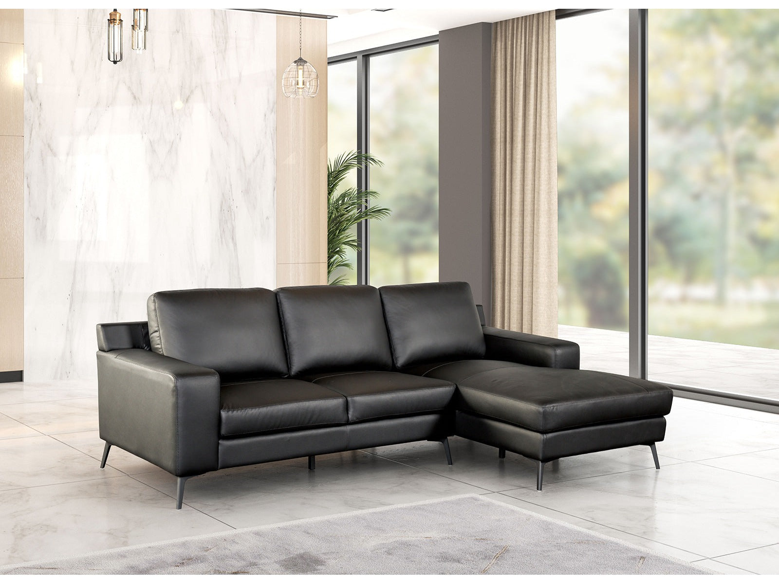 Stordal Black Right-Chaise Sectional