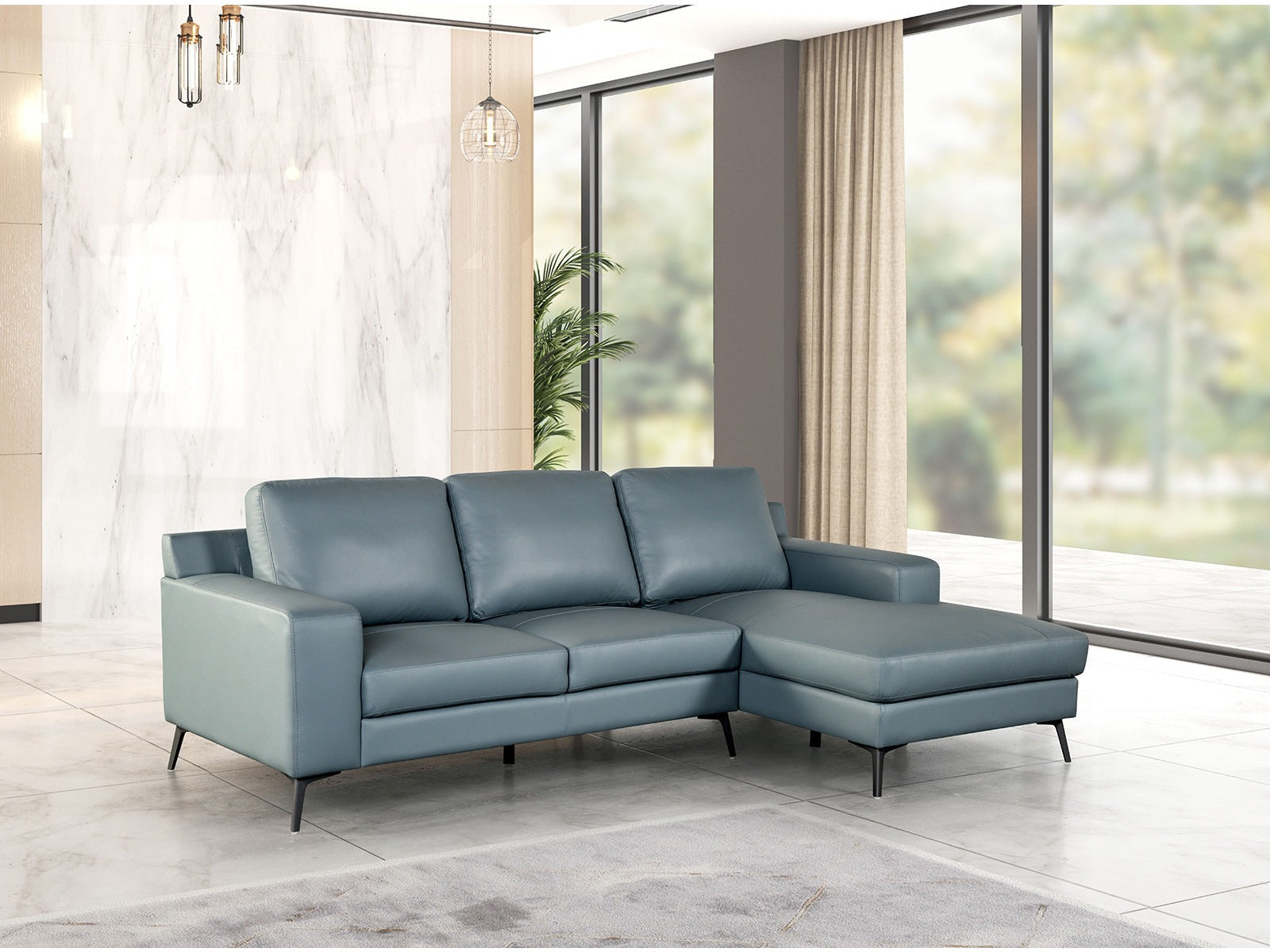 Stordal Blue Right Chaise Sectional