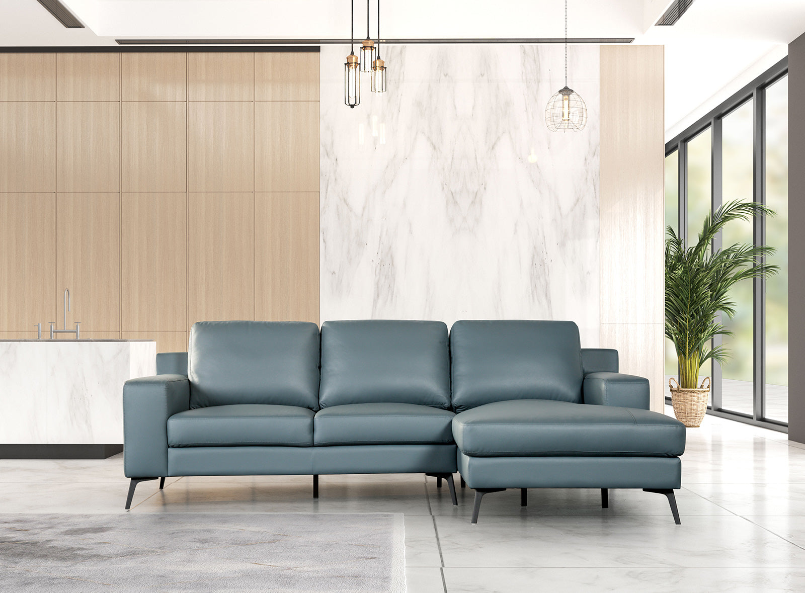 Stordal Blue Right Chaise Sectional