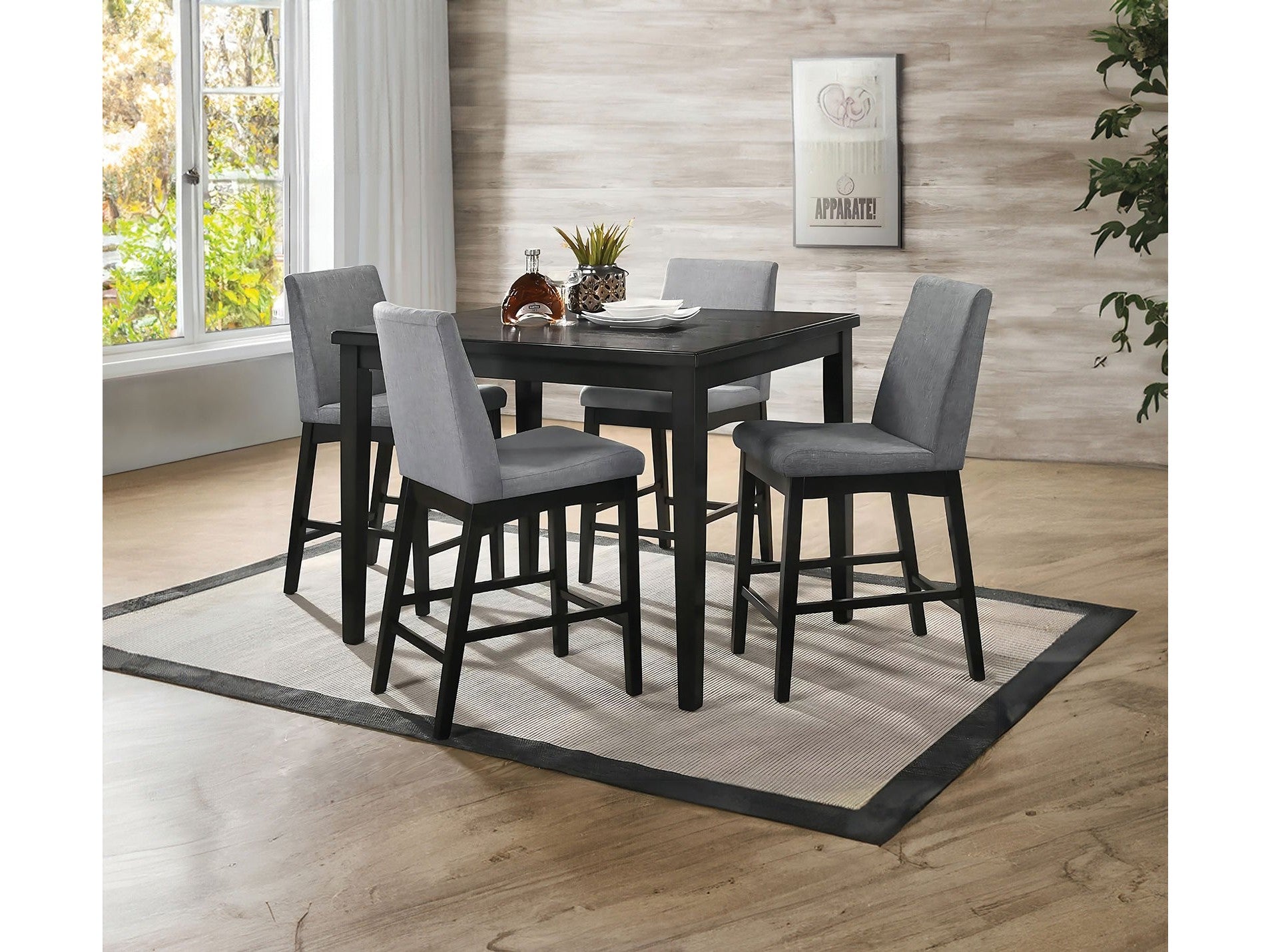Strom Dark Walnut 5 Piece Counter Height Dining Set