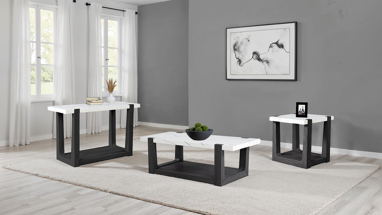 Sundbry White/Black End Table