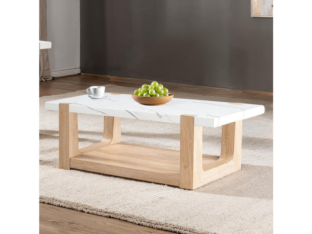 Sundbry White/Natural Coffee Table