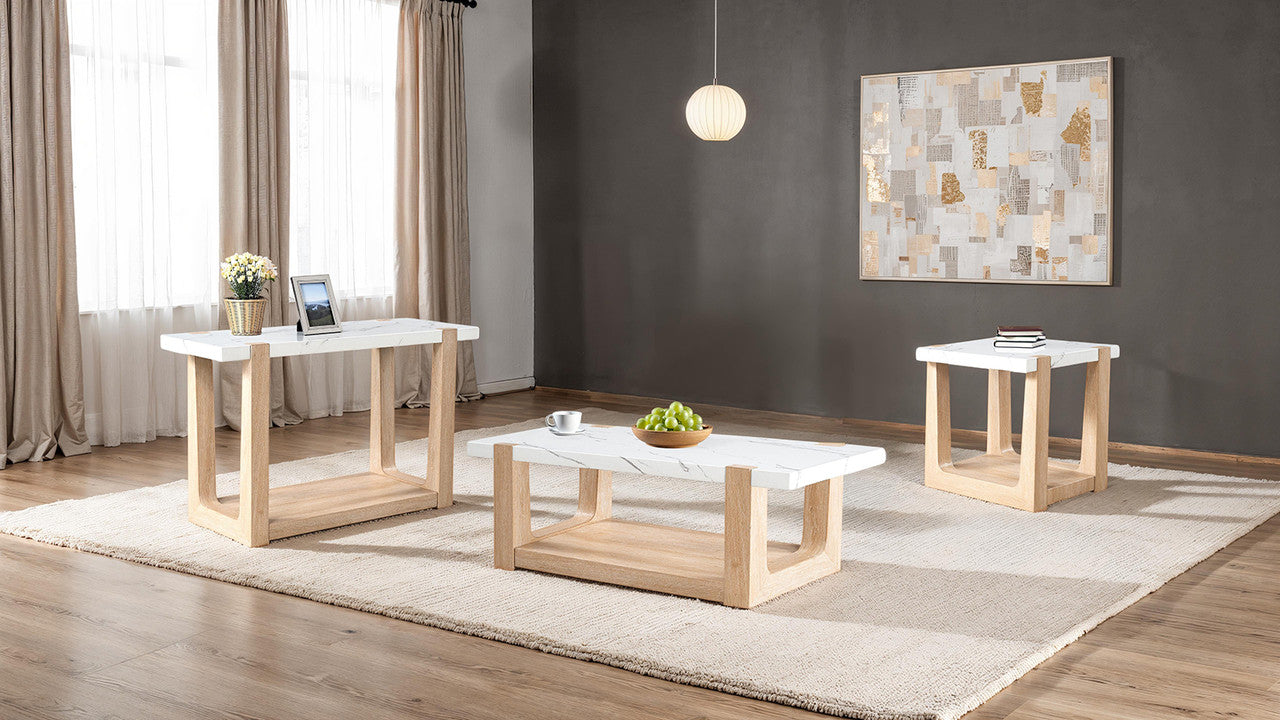 Sundbry White/Natural Coffee Table