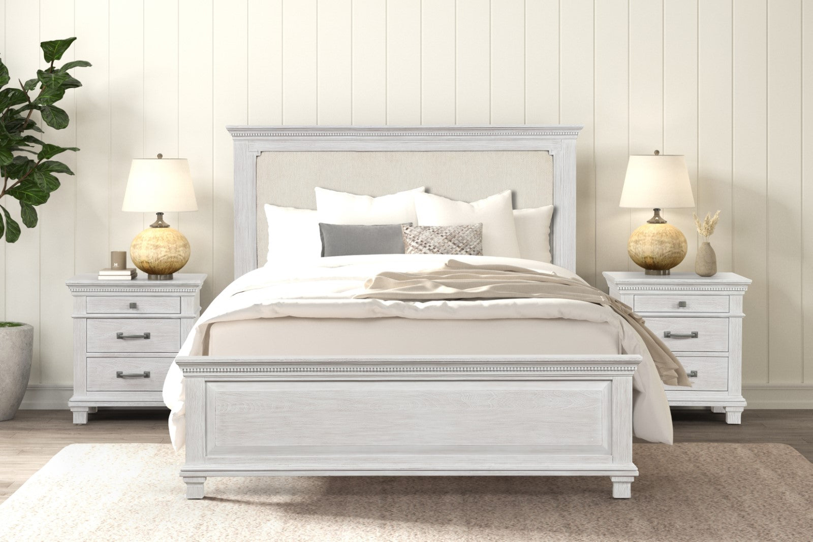 Swanley Weathered Gray Queen 5 Piece Bedroom Set w/2 Nightstands