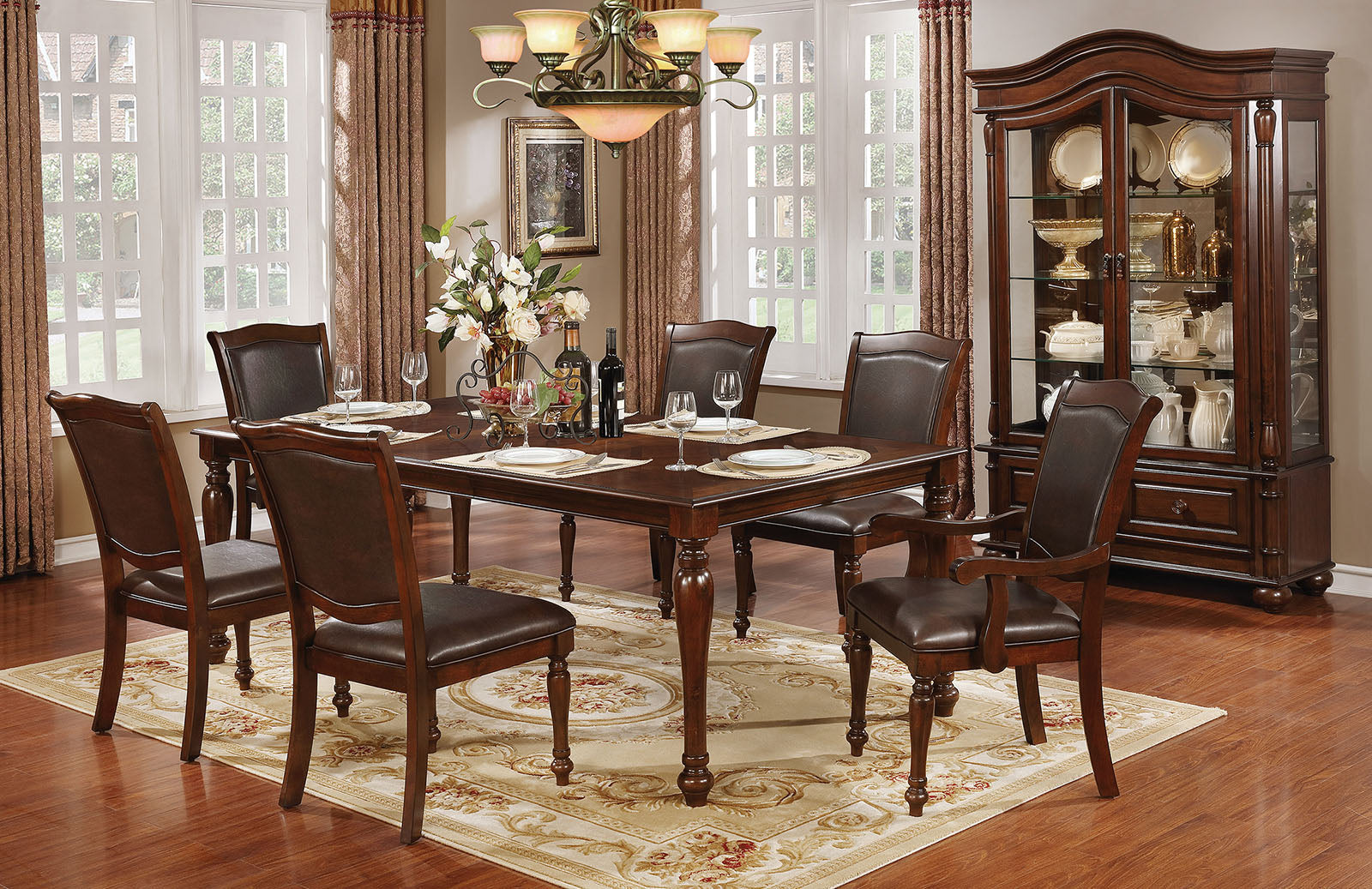 Sylvana Brown Cherry/Espresso 7 Pc. Dining Room Set