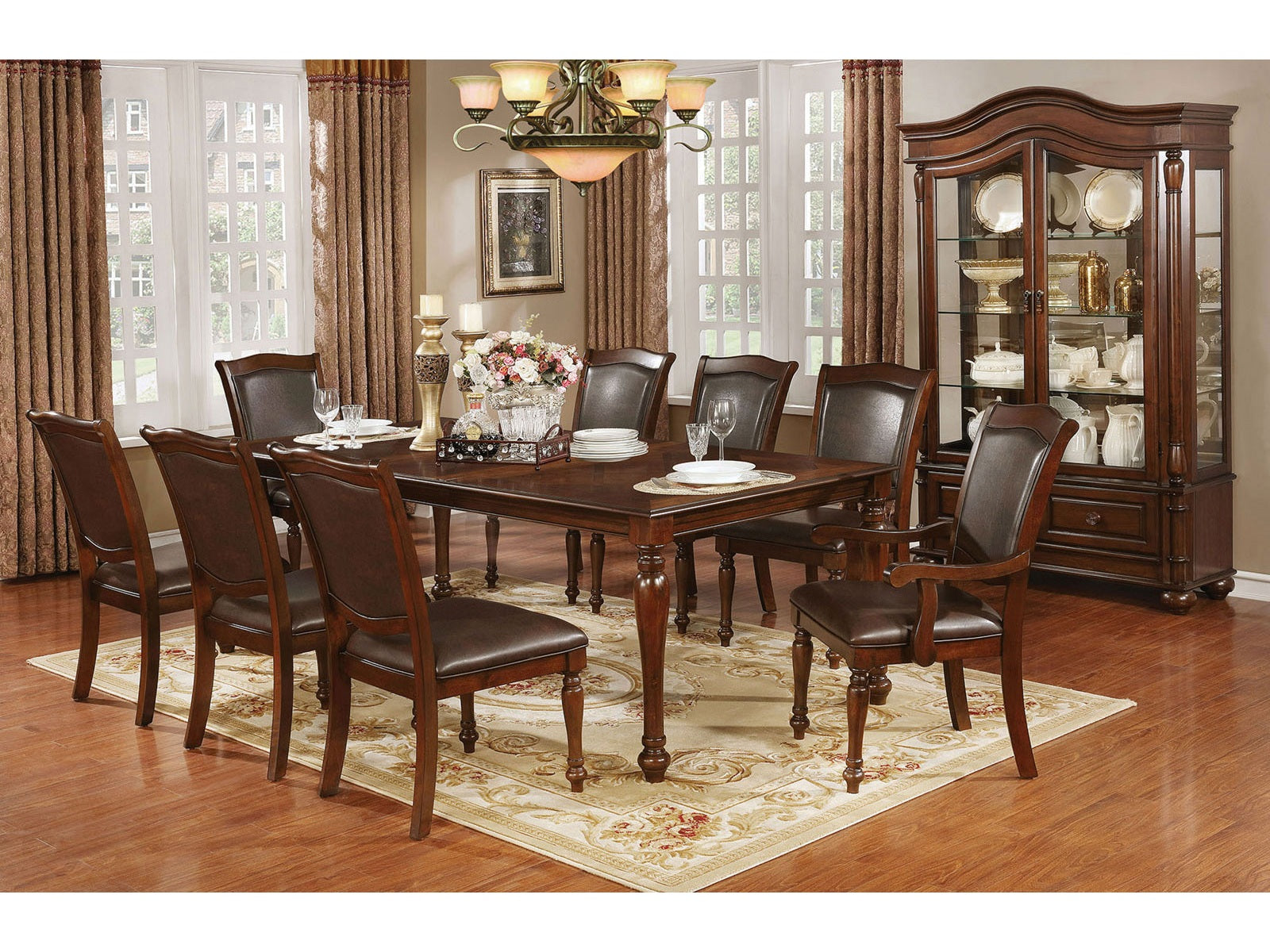 Sylvana Brown Cherry/Espresso 9 Pc. Dining Room Set