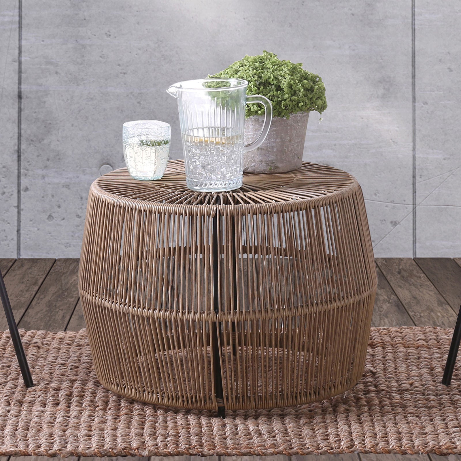 Syna Natural 3 Pc. Patio Conversation Set (Open-Weave Lounge Chairs)