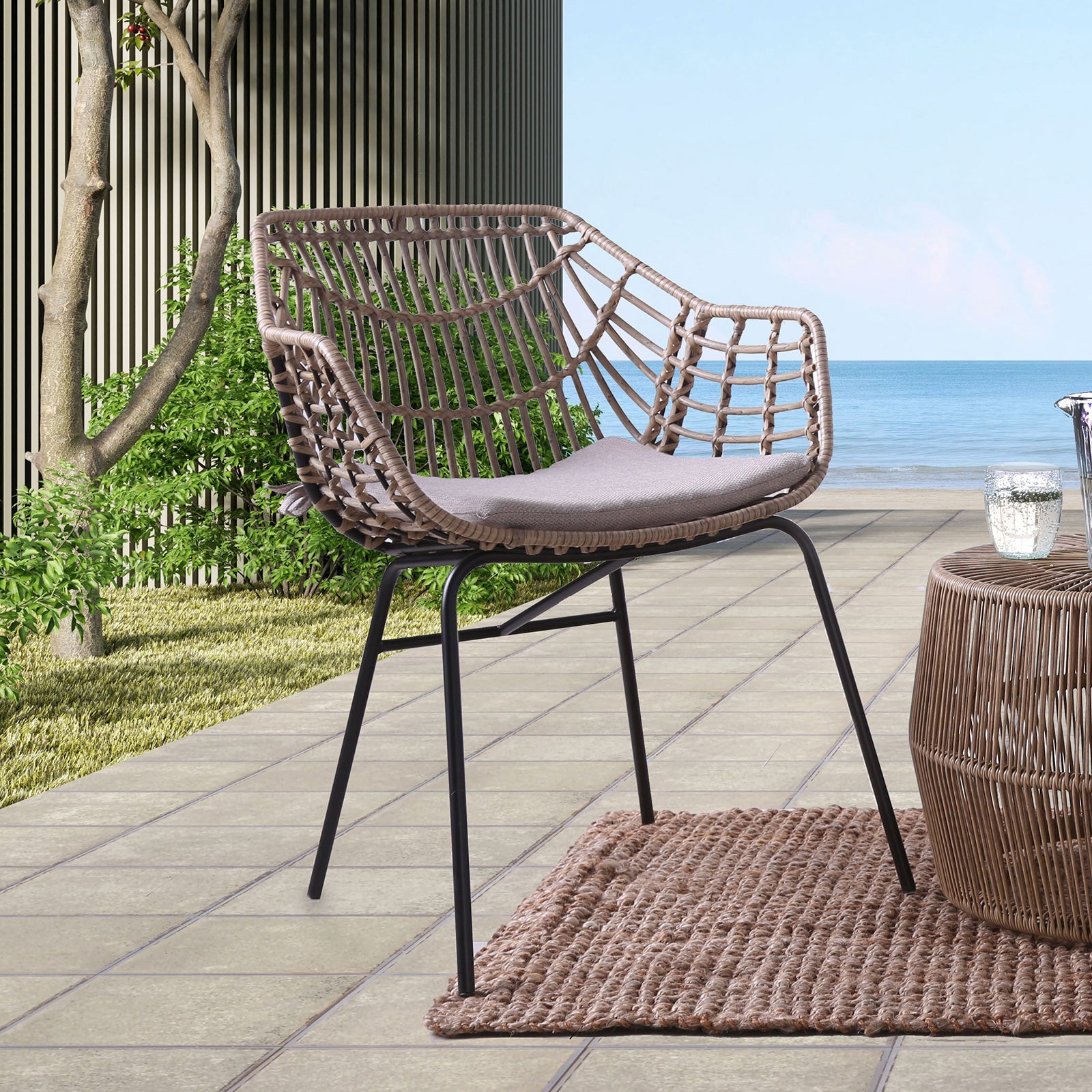 Syna Natural 3 Pc. Patio Conversation Set (Open-Weave Lounge Chairs)