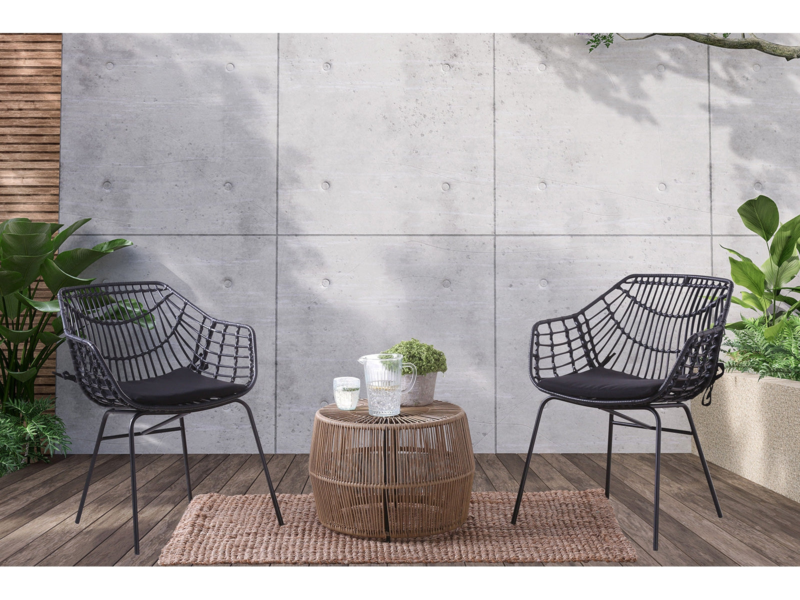 Syna Natural/Black 3 Pc. Patio Conversation Set