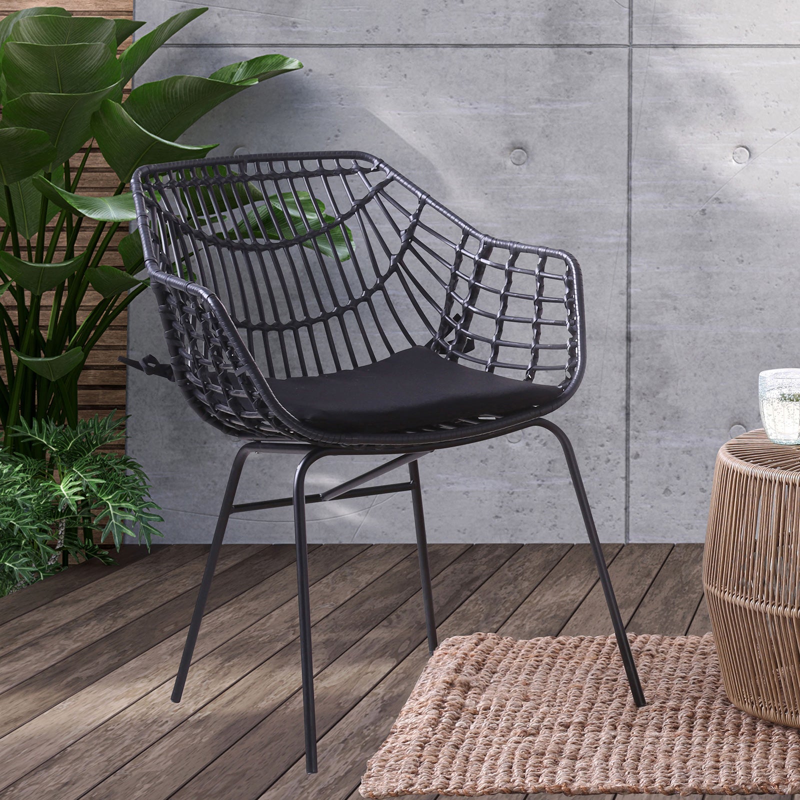 Syna Natural/Black 3 Pc. Patio Conversation Set