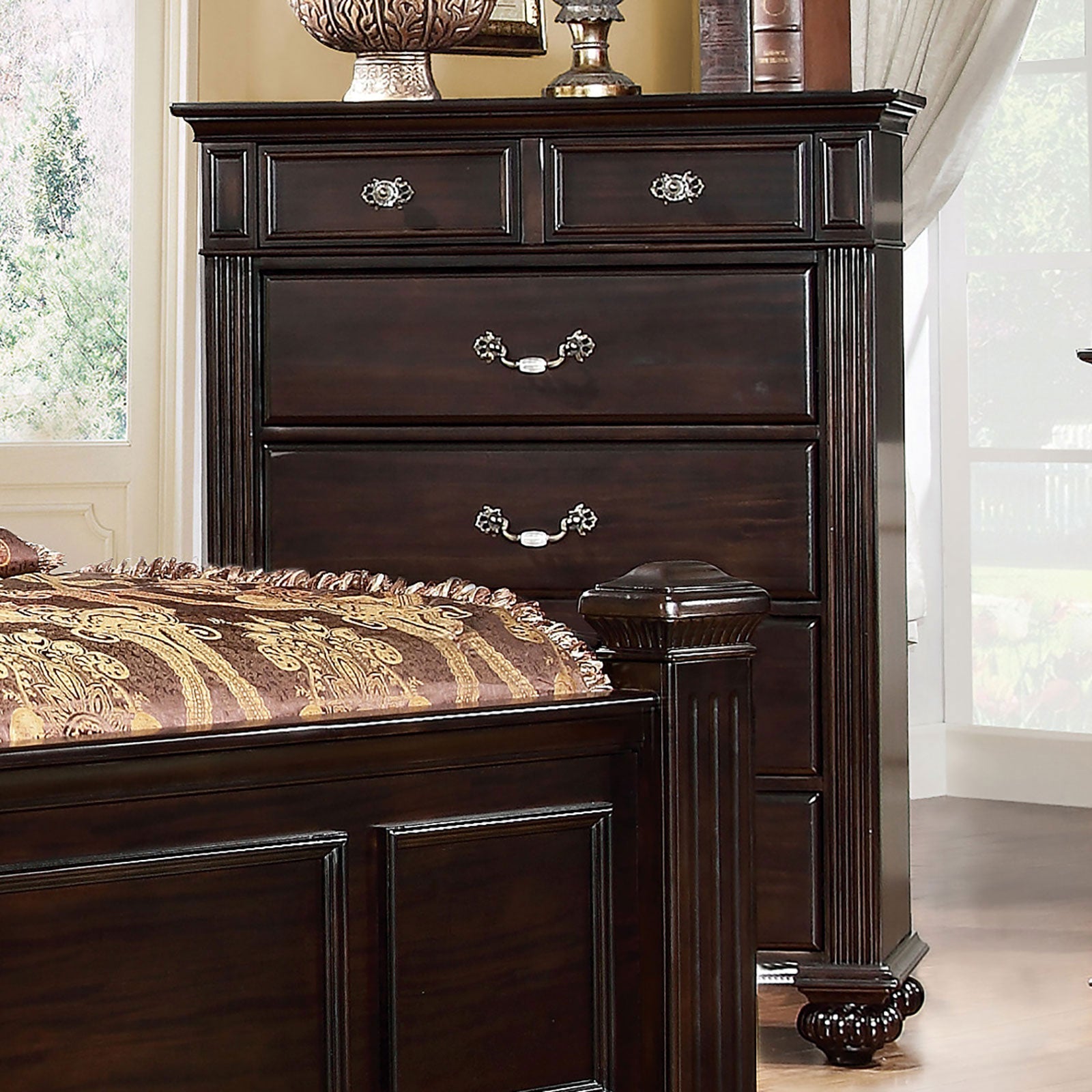 Syracuse Dark Walnut 5 Pc. Queen Bedroom Set w/ Chest