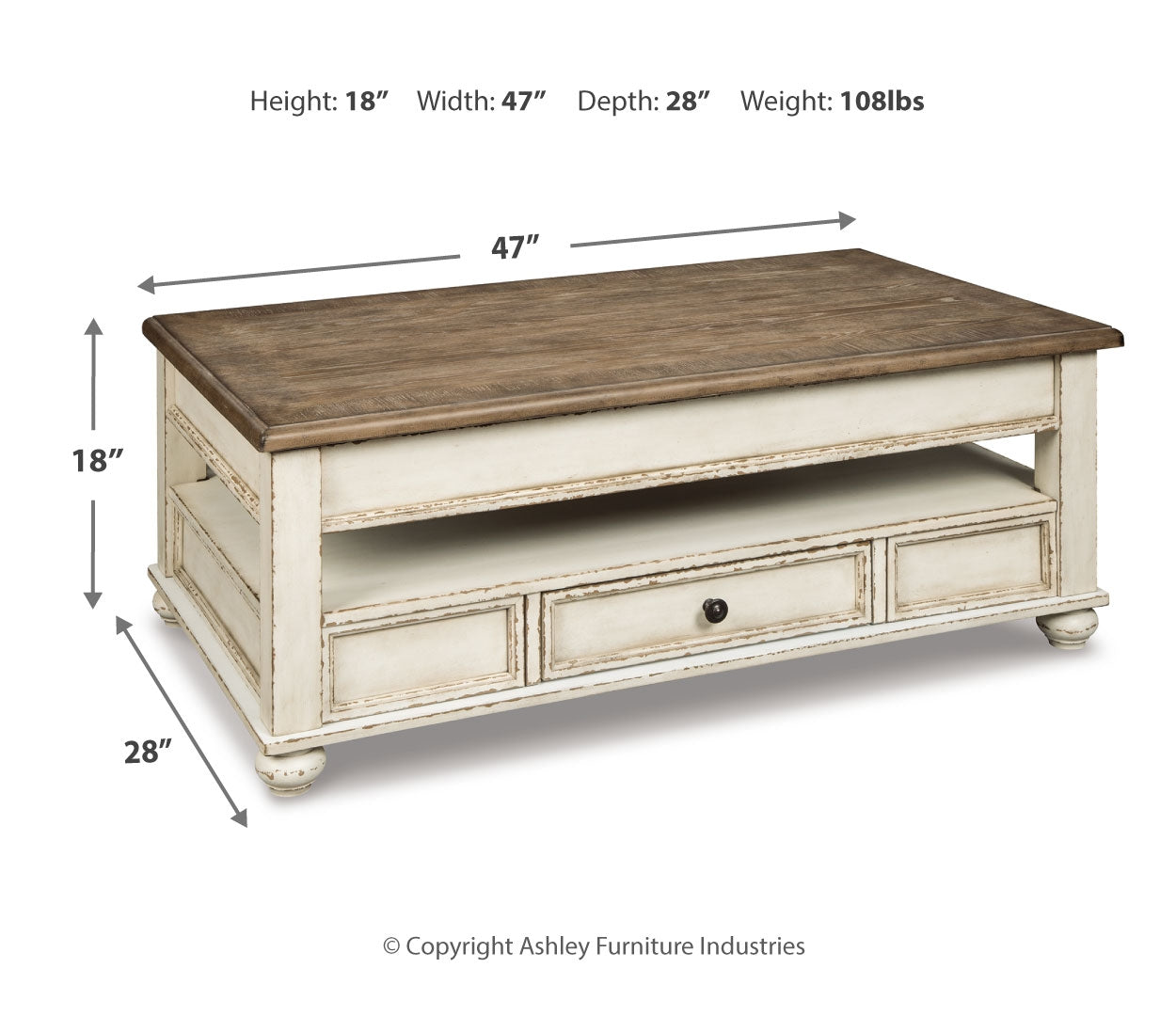 Realyn Coffee Table with 1 End Table