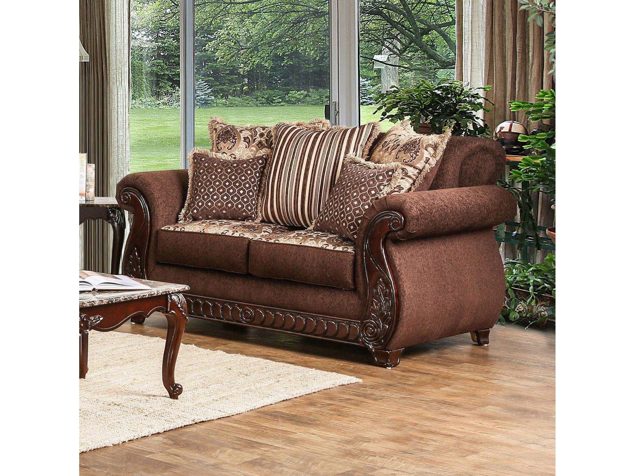 Tabitha Brown & Gold Stationary Loveseat