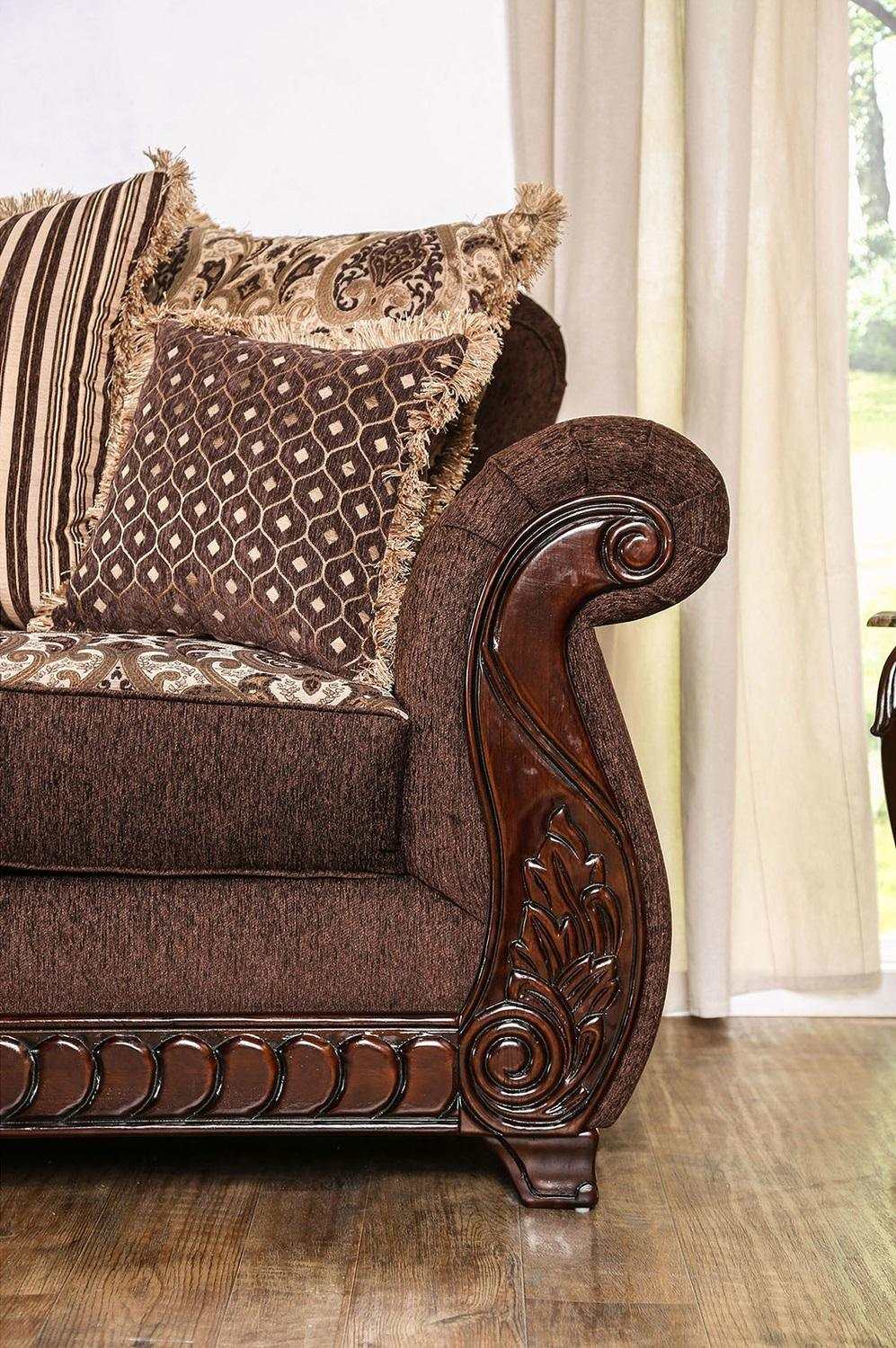 Tabitha Brown & Gold Stationary Sofa & Loveseat 2pc