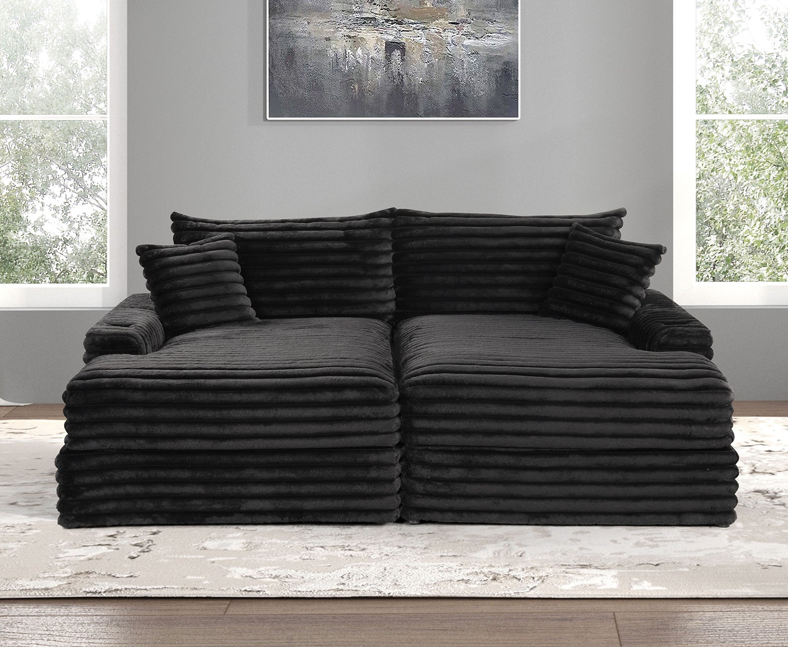 Tavedestrand Black Double Chaise Sofa