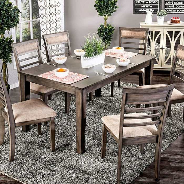 Taylah Weathered Gray & Beige Dining Set / 7pc