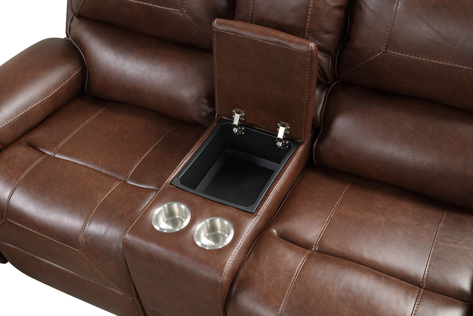 Tepic Brown Leatherette 3 Piece Living Room Set