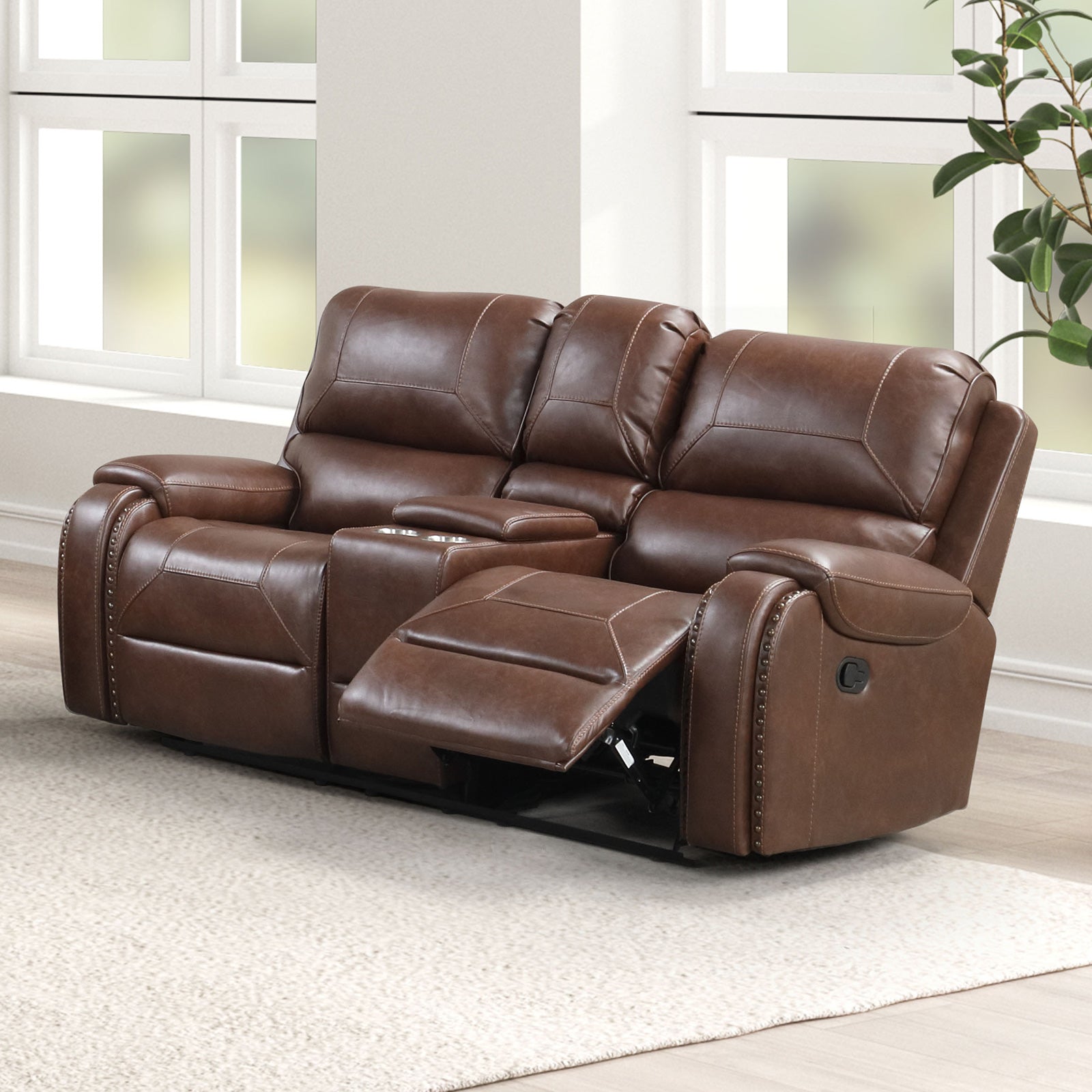 Tepic Brown Leatherette Living Room Set