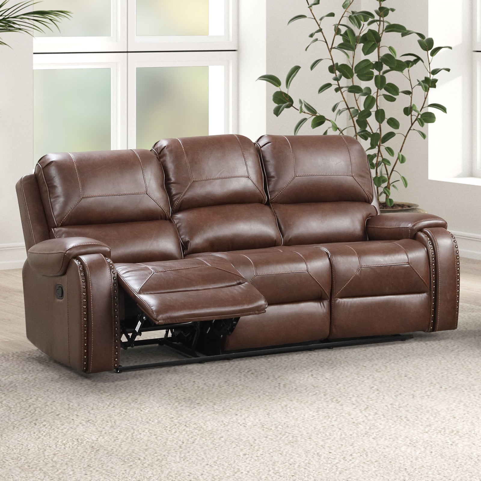 Tepic Brown Leatherette Living Room Set