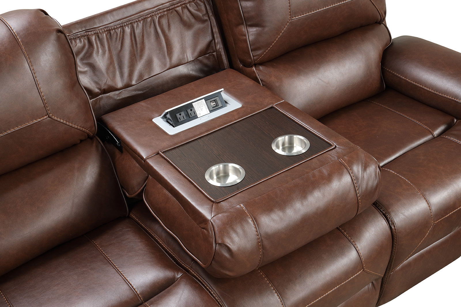 Tepic Brown Leatherette Living Room Set