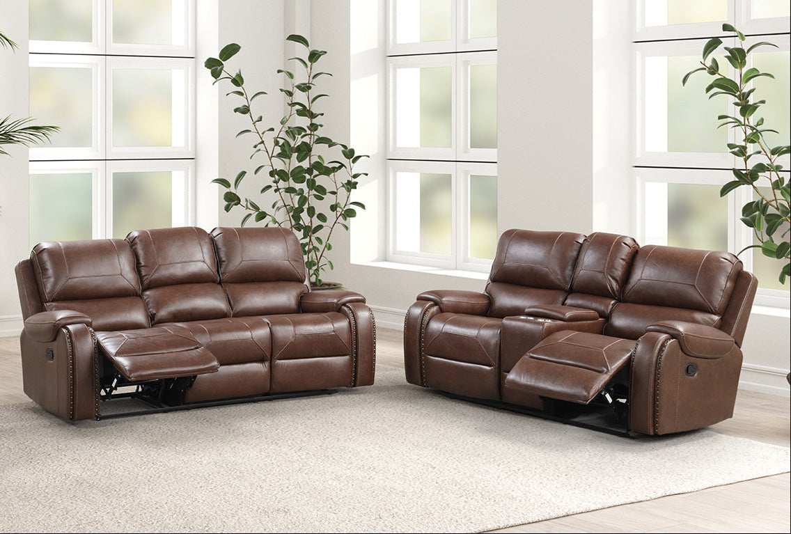 Tepic Brown Leatherette Loveseat