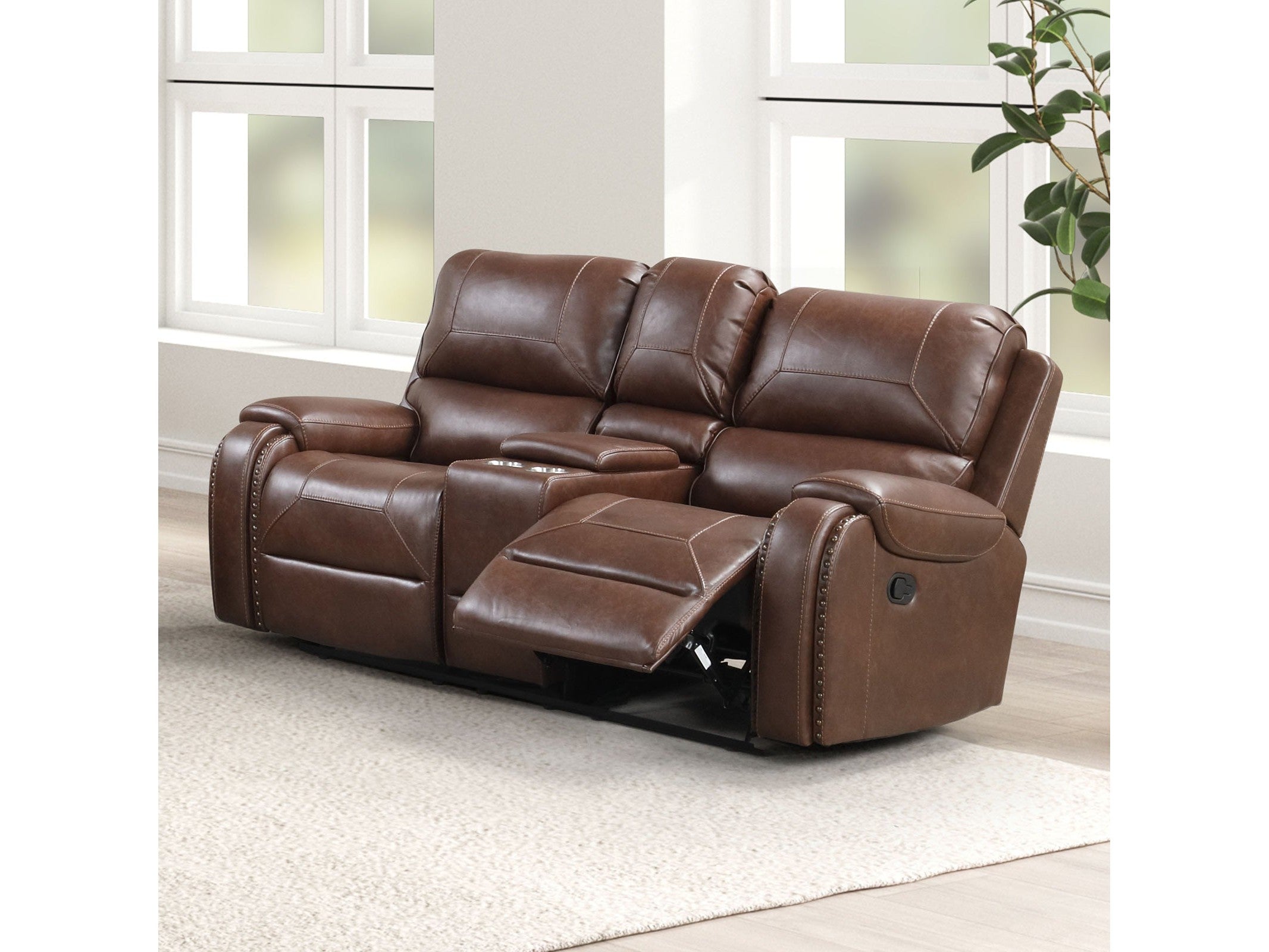 Tepic Brown Leatherette Loveseat