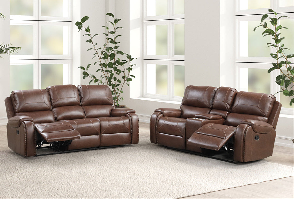Tepic Brown Leatherette Sofa