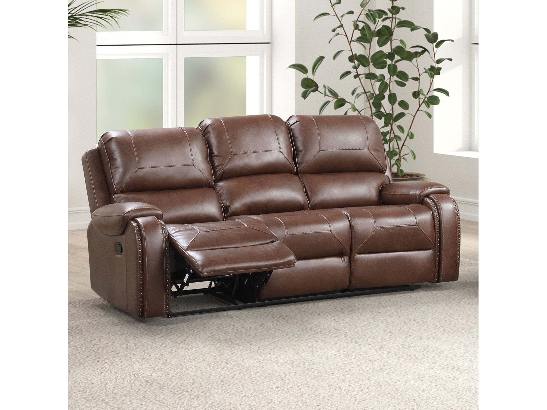 Tepic Brown Leatherette Sofa
