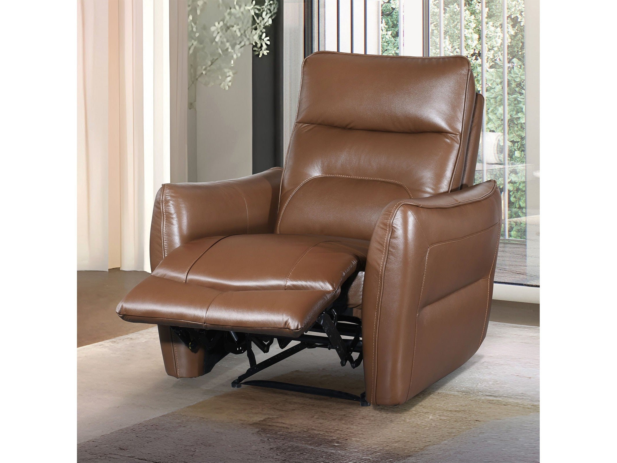 Terentius Caramel Brown Leather Match Power Recliner