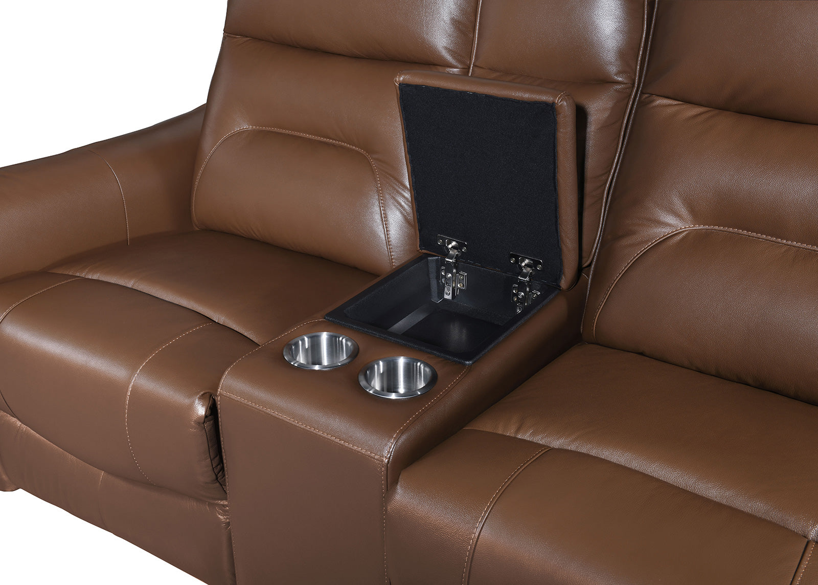 Terentius Caramel Brown Leather Match Reclining Living Room Set
