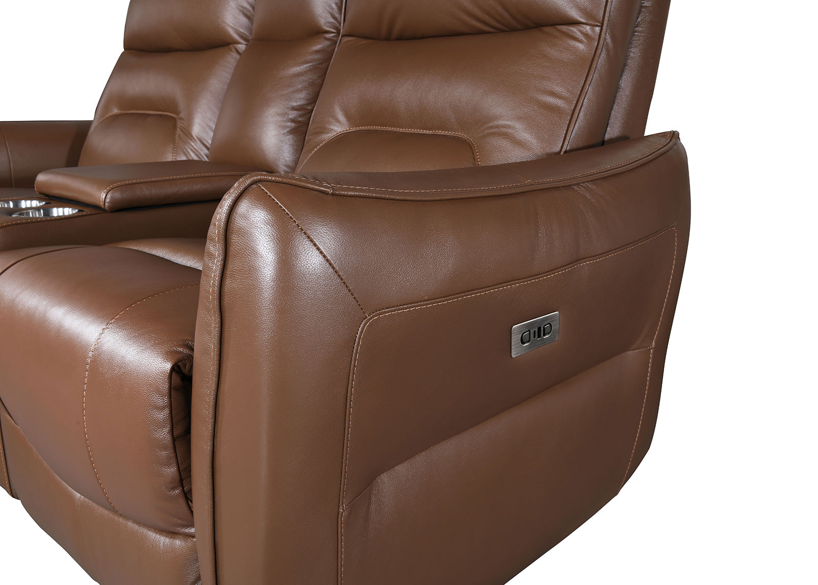 Terentius Caramel Brown Leather Match Reclining Living Room Set
