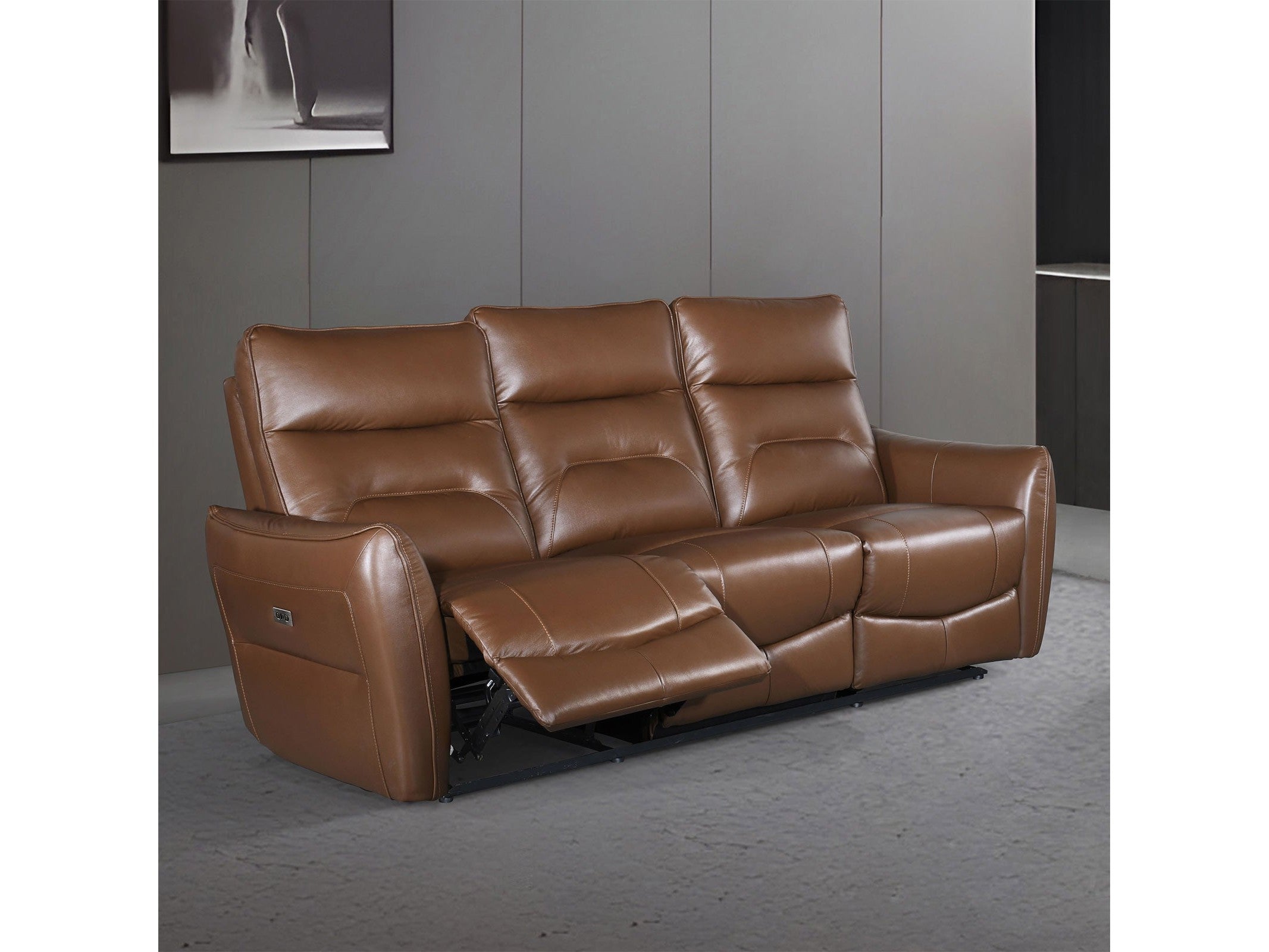 Terentius Caramel Brown Leather Match Reclining Sofa