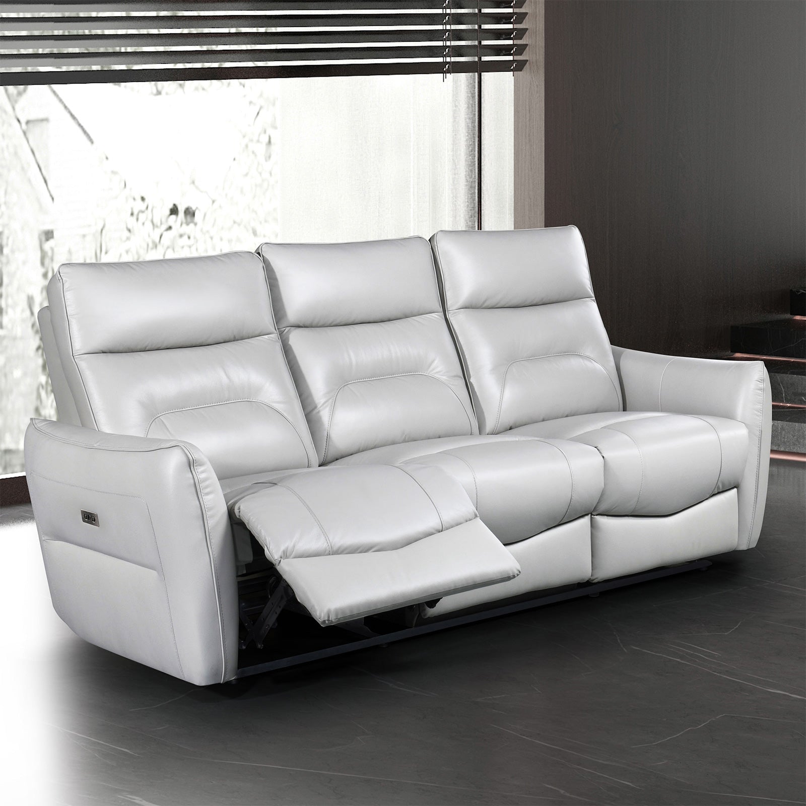 Terentius Taupe Leather Match Reclining Living Room Set