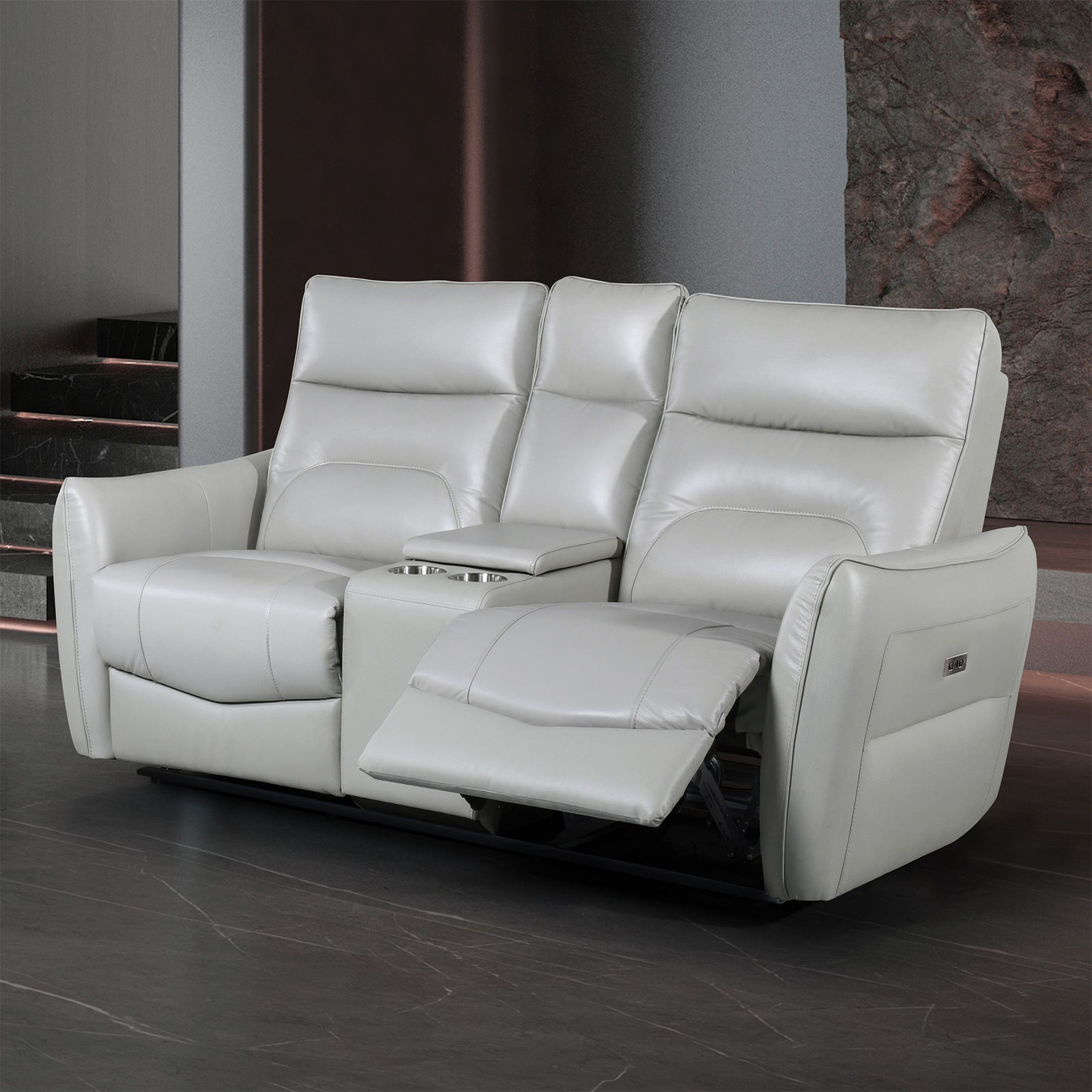 Terentius Taupe Leather Match Reclining Living Room Set